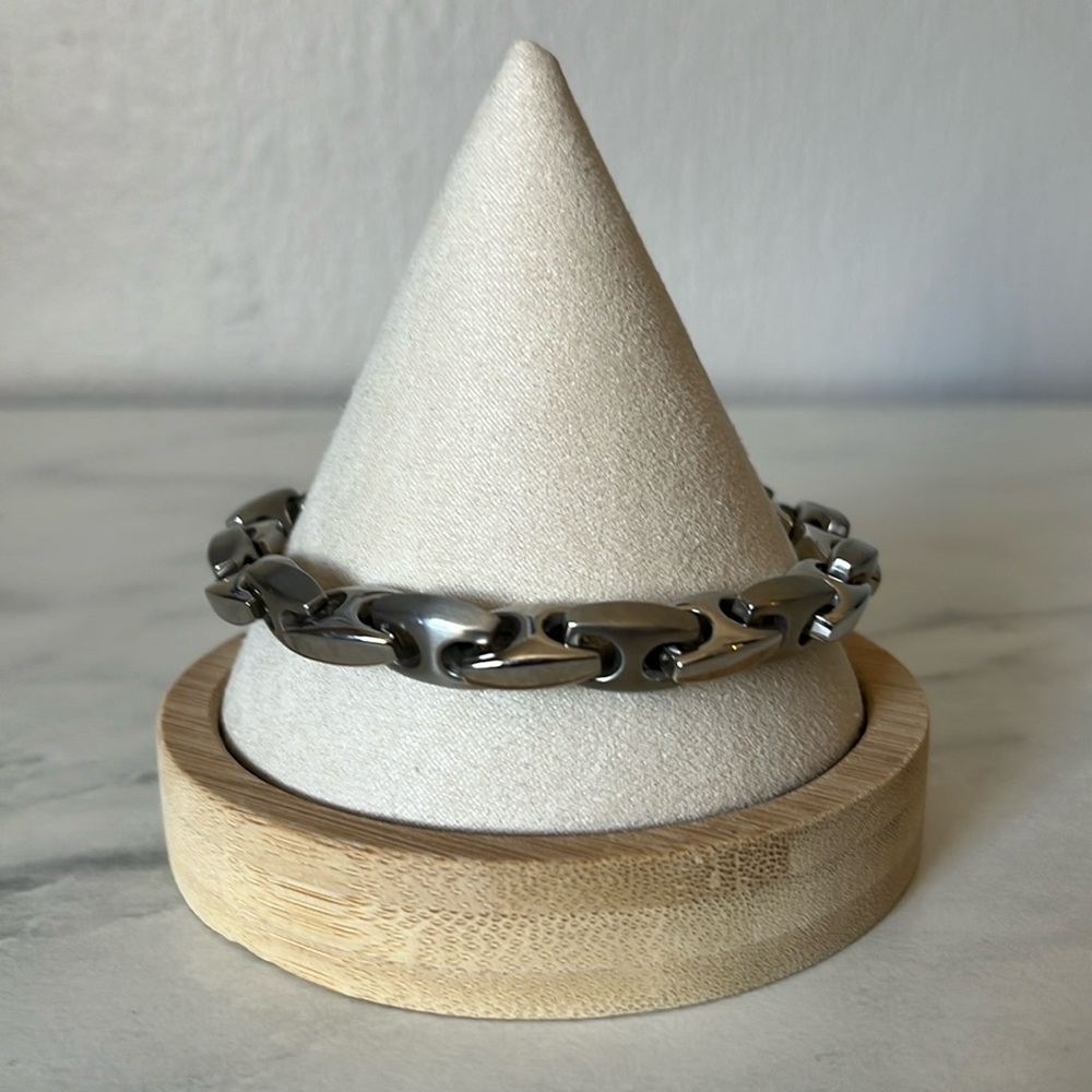 Thick Link Silver Bracelet Stainless Steel